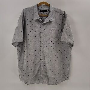 Molokai Surf Co Button Down Gray Shark Mens Short Sleeve Shirt